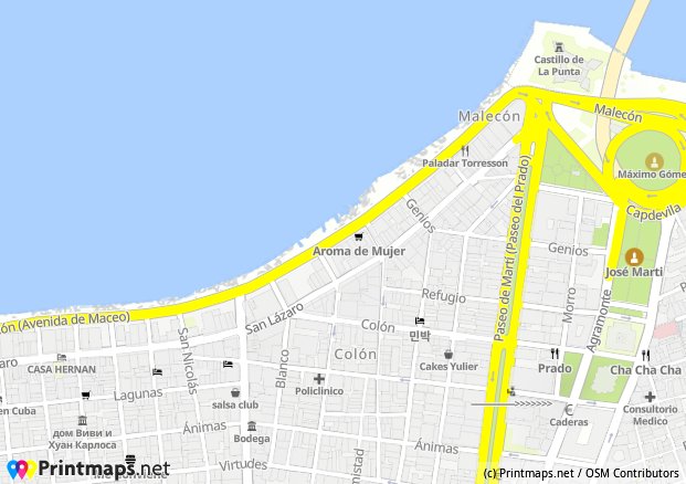 Havana Malecón map